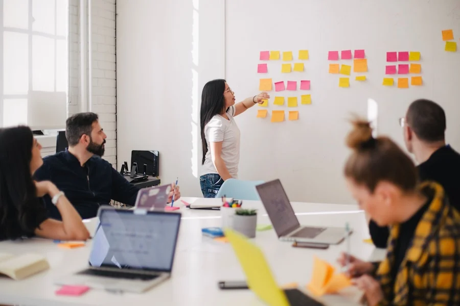 Startup team collaborating on an MVP product plan